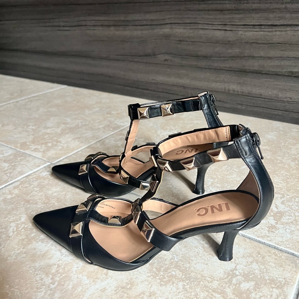 INC International Concepts Women's Gilana Studded Dress Sandals in Black